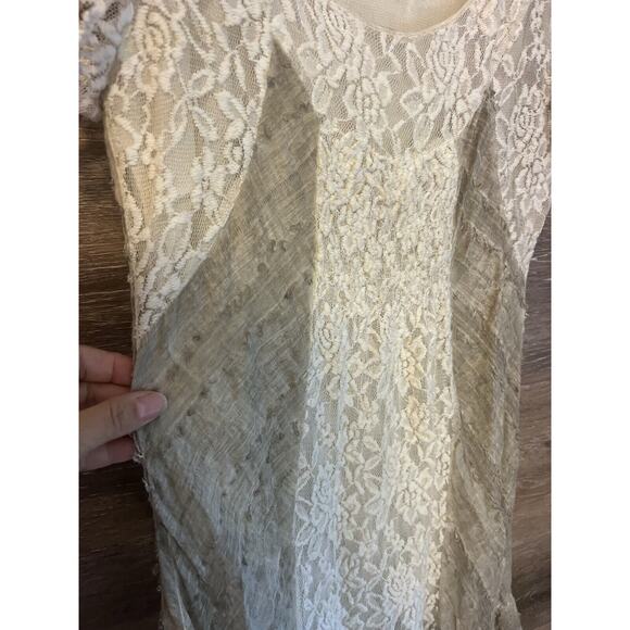 Cottagecore Aziza Dress Sz M Lace Boho Ivory Asymmetrical Mini Grunge Cotton - Picture 5 of 9